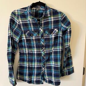 Eddie Bauer Blue and Green Plaid Shirt